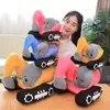 Stuffed Plush Animals Simulation Tractor Excavator Plush Toys Kawaii Car Dolls Stuffed Soft Vehicle Pillow Creative Christmas Birthday Gift for Kids 230626