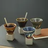 Kupalar Eski Konik Şekil Fambe Seramik Kahve Fincanı Tabanlı Japon Tarzı Handpainted Kungfu Çay Fincanı Huni Espresso Bardaklar 230626