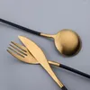 Dinnerware Sets Zoseil 24pcs Brushed Gold Cutlery With Stainless Steel Spoon And Fork Knife Kitchen Dinner Flatware Set