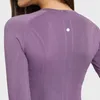 Ny LLS Designer Women's Long Sleeve Round Neck Sports Summer Autumn T-shirt Running Fitness Top Slim Fit Breattable Yoga Long Sleeve