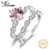 Bague Solitaire JewelryPalace Infinity 3ct Créé Rose Morganite Saphir 925 Argent Sterling Solitaire Bague de Fiançailles Ensemble de Mariée Alliance 230626