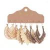 Boucles d'oreilles pendantes ethnique couleur or géométrique fleur boucle d'oreille ensemble femmes Vintage Antique sculpté feuille pendentif bijoux Brincos