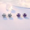 Plaqué Platine 18K Couronne Boucles D'oreilles Mode Féminine Tempérament Violet Diamant Boucles D'oreilles Brillant Cristal Boucles D'oreilles Simple Étudiant Stud bijoux de luxe