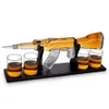 Canecas 800ml AK47 Gun Forma Red Wine Decanter Set Garrafa Bebidas Um S com 4 Copos de Vidro Bala e Suporte de Madeira Presentes de Natal 230626