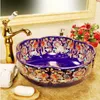 Kina handgjorda lavabo tvättställe badrum diskbänk bänkskiva blommor form keramisk tvättbassäng sjunker qty dgdwm