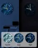 Wall Clocks Botanical Leaves Mosaic Watercolor Tie-Dye Luminous Pointer Clock Home Ornaments Round Silent Living Room Decor