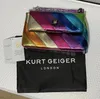 Kurt geiger mini kensington amor coração bolsa de ombro corrente bolsa feminina arco-íris couro vaca águia corpo cruz crossbody bolsa grils qute