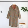 Women's Sleepwear Vintage Flower Printed Women's Cotton Long Sleeve Nightdress Four Seasons Thin Cardigan Home Night Wear Dress Skirts