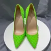 Fashion Hot Green Crystals täcker läder superhöga klackar skor kvinnor 8/10/12 cm bröllopsfest damer plus storlek 43 44 45