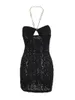 Casual Dresses LUCSUN Women S Spaghetti Strap Side Split Sleeveless Backless Gliter See Through Summer Party Clubwear (Black S)