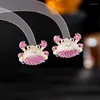 Stud Earrings Luxury Full Micro Zircon Crab For Women Girl Cartoon Cute Trend Gorgeous Party Dress Dailry Boutique Jewelry Gift