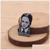 Pins Brooches Pins Adams Family Brooch Wednesday Enamel Pin I Am Smiling Hard Lapel Figure Girl Broche Jewelry Accessories Gift Dro Dh2Zf