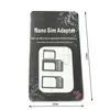 1000pcs/lot 4 In 1 Nano Micro SIM Kart Aksesuarları Adaptörü iPhone 4 4S 6 Samsung S4 S3 Perakende Kutusu