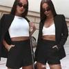 2023 New Style Summer Clothes Womens Solid Color Suit And Shorts Two Piece Set Including Belt