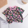 T skjortor sommar o nacke t shirt baby kort ärm tees tryck blommor tops barn tjej kläder bomull casual t shirt för 0 6 år 230626