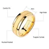 Anel Solitaire she Golden Color Charme Men's Finger Rings 8mm Tungsten Carbide Frosted Bands Jóias de Casamento Para Homens Tamanho 7-13 TRX059 230626