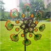 Decorative Objects Figurines Iron Art Luminous Windmill Garden Ground Inserted Pinwheel Outdoor Rotatory courtyard windmill garden craft ornament 230626