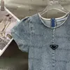 Abiti taglie forti Designer Abito a vita bassa in denim Gonne elastiche per ragazze Fascino della personalità Camicia da donna in stile Streey Abbigliamento RZTR