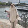 Hijabs Islamische Einzelschichten Voller langer Saudi Niqab Hijab Burka Arabischer Schleier Muslimischer Wickelkopfschal Frauen Eid Gebetskopfbedeckung Amira Khimar 230626