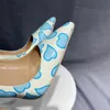 Blue/Red/Green Heart-Shaped Printed High Heels Women Pumps Party Shoes Nightclubs 12Cm Female Girls Shoes Size 43 44 45