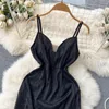 Casual Dresses Summer Celebrity Lace Sexy Deep V-neck Package Hip Slim Thin Light Mature Wind Halter Dress