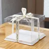 Gift Wrap 5PcsLot Large Square Transparent Cake Box Birthday Surprise Baking Packaging PVC Plastic Party Supplies 230625