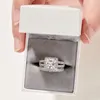 Pierścień Solitaire She 2 szt. Vintage Wedding Pierścienie dla kobiet solidna 925 srebrna 4CT Księżniczka Cut 5a CZ zaręczynowy biżuteria 230626