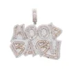 Pendant Necklaces Iced Out Bling Two Tone Color Letters Necklace Cubic Zirconia Badge Men Women Fashion Hip Hop Jewelry