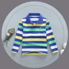 Polos Polo Shirt Kids Clothes Tops Color Stripes Turn-down Collar Autumn Long Sleeve Polos Baby Boy Camisetas Boys Shirts Teen 3T-15T 230626