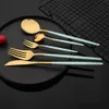 Dinnerware Sets 30PcsSet Stainless Steel Dinner Black Gold Dinnerware Set Knife Fruit Fork Spoon Cutlery Set Kitchen Tableware Silverware Sets 230625