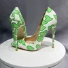 Blue/Red/Green Heart-Shaped Printed High Heels Women Pumps Party Shoes Nightclubs 12Cm Female Girls Shoes Size 43 44 45