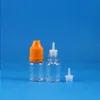 100 Sets / Lot 5ml PET Frascos cuentagotas de plástico A prueba de niños Punta larga y delgada e Vapor líquido Vapt Jugo Aceite 5 ml Eqirc
