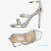 2023 Bing Sandals Shoes Women Crystal Strappy Heels Square-Toe Design Lady Sandalias Party Wedding Dress EU35-43