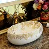 Lavandino da vaso in porcellana cinese Lavabo in ceramica fatto a mano Lavobo Lavabo da appoggio rotondo lavabo moderno lavabo ovale Rihll