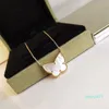 Vintage Lucky Wiselant Naszyjnik Designer 18k żółte złoto Plane Biała Matka Pearl Butterfly Charm Krótki łańcuch Choker