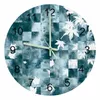 Wall Clocks Botanical Leaves Mosaic Watercolor Tie-Dye Luminous Pointer Clock Home Ornaments Round Silent Living Room Decor