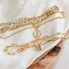 Подвесные ожерелья EN Fashion Multylayer Gold Color Color Choble Bocklace 2023 Ювелирные украшения Винтажная монета Кокер для женщин 230613