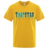 Męskie koszulki Trapstar London Undersea Blue Printed T-shirt Men Summer Oddychanie swobodne krótkie rękawie Bawełniana marka T-koszule 230625