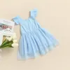 Flickklänningar Mababy 1-6y 6 Färg Småbarn Baby Kid Dress Tulle Tutu Party Birthday Wedding Princess för Summer Costumes D35