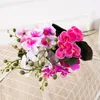 Dekorative Blumen Luxus-Orchidee mit Blättern, künstliche Blume, weiße Schmetterlings-Orchideen, gefälscht für Zuhause, Hochzeitsdekoration, Flores