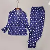 Vêtements de nuit pour femmes 2023 printemps automne soie Satin à manches longues imprimer pyjama ensembles pour femmes costume coréen pyjama Homewear Pijama Mujer vêtements