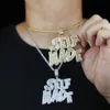 Подвески Iced Out Bling Full 5A Циркон Письмо Самодельный Кулон Ожерелье Прямоугольник CZ Курсив Шарм Мужская Мода Хип-Хоп Ювелирные Изделия 230626