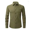 Camicie eleganti da uomo Verde militare da uomo Marca manica lunga da uomo Slim Fit Uomo solido Lavoro d'affari Roupas Masculinas di alta qualità