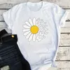 Women's T Shirts Sunflower Butterfly Never Give Up Printed T-shirts Woman Tshirt Aesthetic Clothes Female Gothic Fashion Graphic Tee