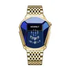 Wristwatches Trend Cool Men's Golden Wrist Watch Stainless Steel Technology Fashion Quartz For Men 2023 Relogio Masculino