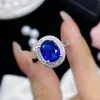 Wedding Ring Girl Simulated Sapphire Blue Crystal Zircon Diamond White Gold Plated Platinum Ring Party SMycken Birthday Present justerbar