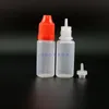 100 Stks/partij 10 ML Plastic Druppelflesjes Met Kindveilige Doppen en Tips Veilige Damp Squeeze lange tepel Dwogr