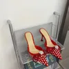 2023Sandal Mach Satin Bow Pumps Crystal ozdobione dhinestone wieczorowe buty sztylet 8,5 cm Obcasy Sandały Kobiety luksusowe designerskie projektantki na kostkę Obcina 35-42