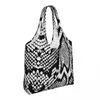 Evening Bags Black White Snakeskin Shopping Bag Animal Snake Skin Print Female Bulk Handbags Aesthetic Cloth Office