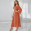 Vêtements ethniques mode musulman ramadan 2023 femmes diamant maxi robe orange long manche en liberté